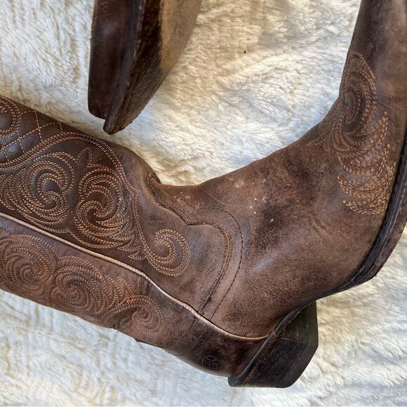 Ariat Bright Lights Leather Cowboy Boots in Old West Brown - Picture 3 of 10